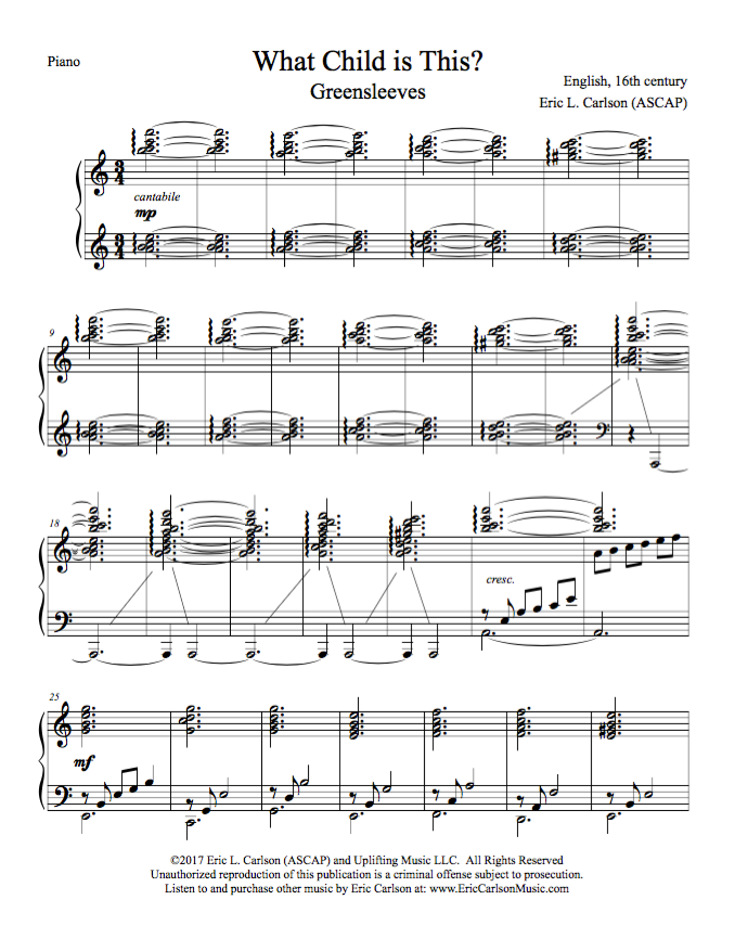 What Child Is This Cello Solo with Piano Accompaniment Eric